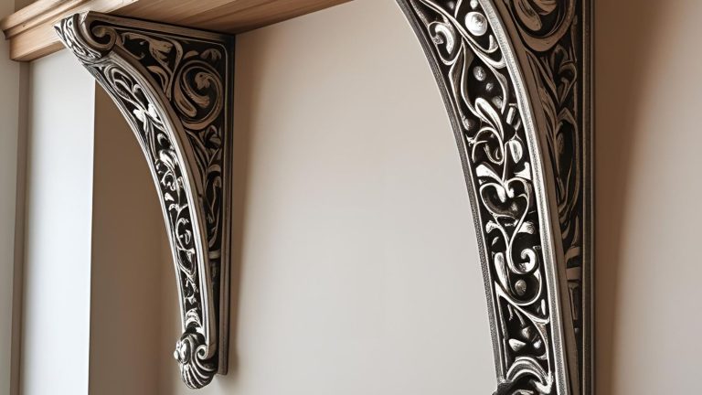 Black powder coated decorative brackets for outdoor wall mounting