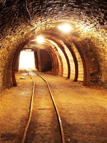 Bright mining lights for night time excavation work