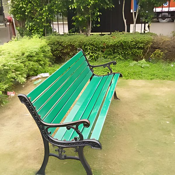 Classic black cast iron bench for garden seating