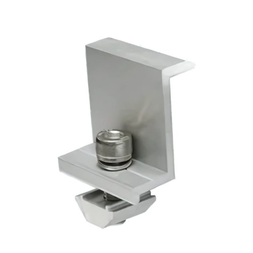 Durable solar structure end clamp in aluminum finish
