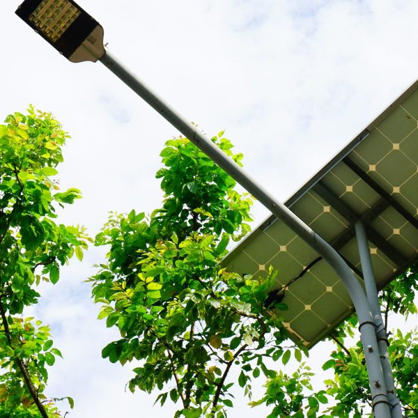 Energy efficient solar high mast light installed in a stadium