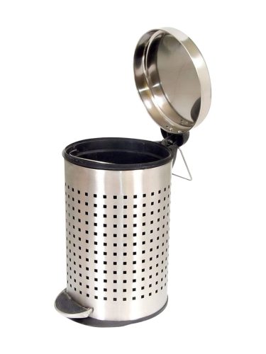 Large outdoor steel dustbin with swing lid for commercial spaces