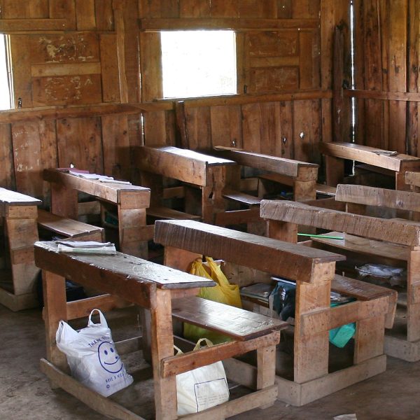 Modern classroom school bench with storage