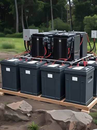 Off grid battery bank system installed in rural home