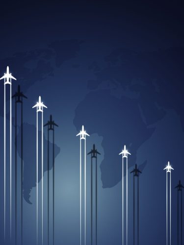 Solar powered aviation light glowing at night