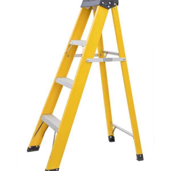 Technician using solar ready ladder for panel inspection