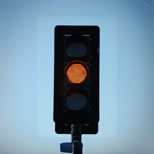 High visibility road signage with energy efficient LED median lights